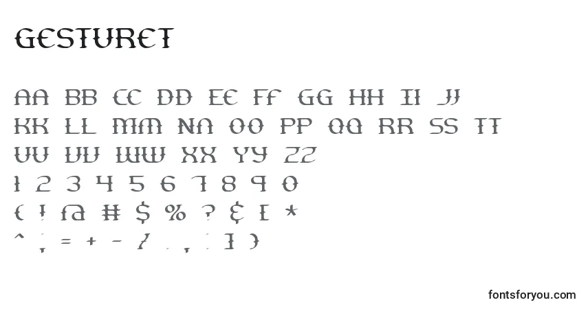 Schriftart Gesturet (127866) – Alphabet, Zahlen, spezielle Symbole