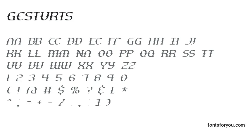 Czcionka Gesturts (127867) – alfabet, cyfry, specjalne znaki