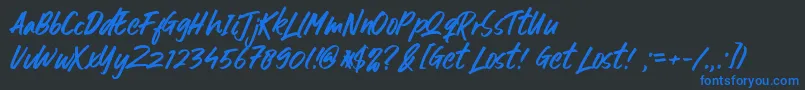 フォントGet Lost – 黒い背景に青い文字
