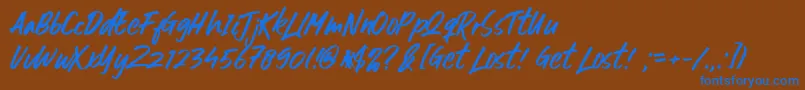 フォントGet Lost – 茶色の背景に青い文字