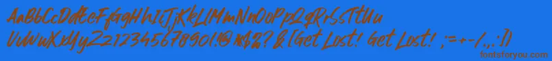 フォントGet Lost – 茶色の文字が青い背景にあります。