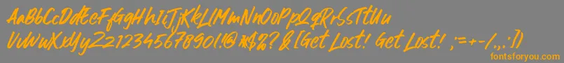 Get Lost-Schriftart – Orangefarbene Schriften auf grauem Hintergrund