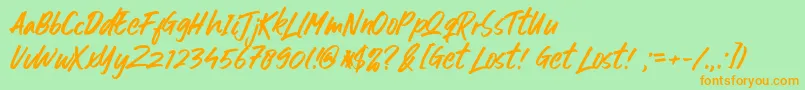 Get Lost Font – Orange Fonts on Green Background