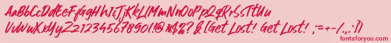 Get Lost Font – Red Fonts on Pink Background