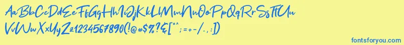 フォントGet Show – 青い文字が黄色の背景にあります。