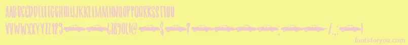 Getaway Car DEMO-fontti – vaaleanpunaiset fontit keltaisella taustalla