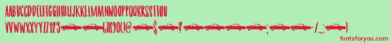 Getaway Car DEMO-Schriftart – Rote Schriften auf grünem Hintergrund