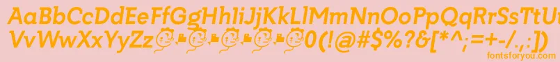 フォントGetho Bold It – オレンジの文字がピンクの背景にあります。