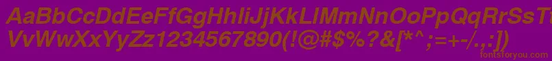 Swiss721BoldObliqueSwa-fontti – ruskeat fontit violetilla taustalla