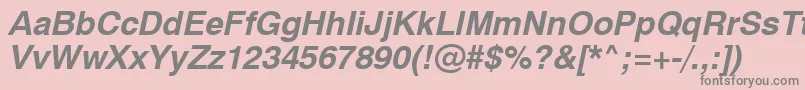 Swiss721BoldObliqueSwa-fontti – harmaat kirjasimet vaaleanpunaisella taustalla