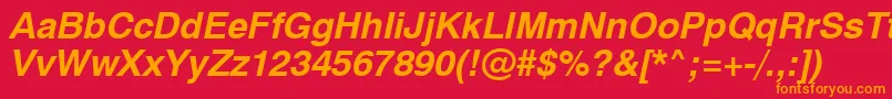 フォントSwiss721BoldObliqueSwa – 赤い背景にオレンジの文字