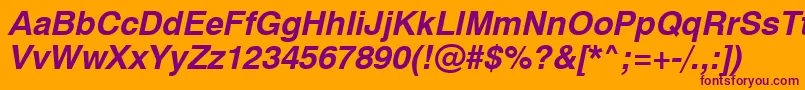 Swiss721BoldObliqueSwa Font – Purple Fonts on Orange Background