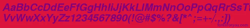 Swiss721BoldObliqueSwa-Schriftart – Violette Schriften auf rotem Hintergrund