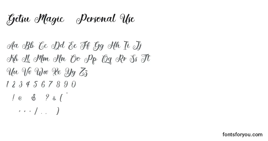 A fonte Getsu Magic   Personal Use – alfabeto, números, caracteres especiais