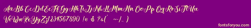 Getsu Magic   Personal Use-Schriftart – Gelbe Schriften auf violettem Hintergrund