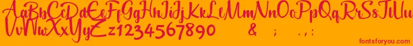 Geuceu Font – Red Fonts on Orange Background