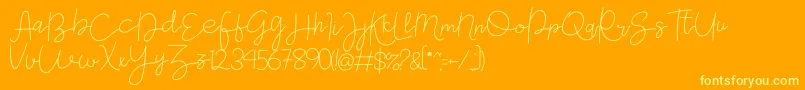 Gevano-Schriftart – Gelbe Schriften auf orangefarbenem Hintergrund