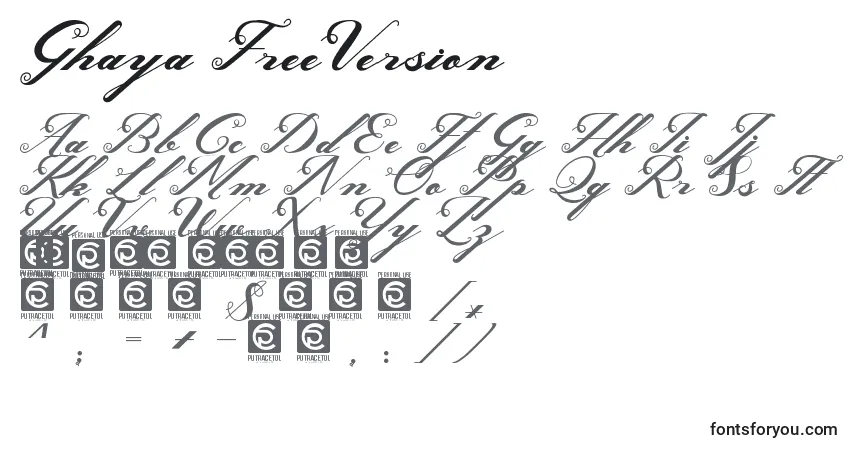 A fonte Ghaya FreeVersion – alfabeto, números, caracteres especiais