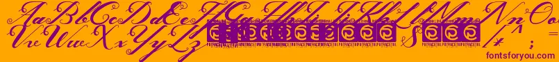 Czcionka Ghaya FreeVersion – fioletowe czcionki na pomarańczowym tle