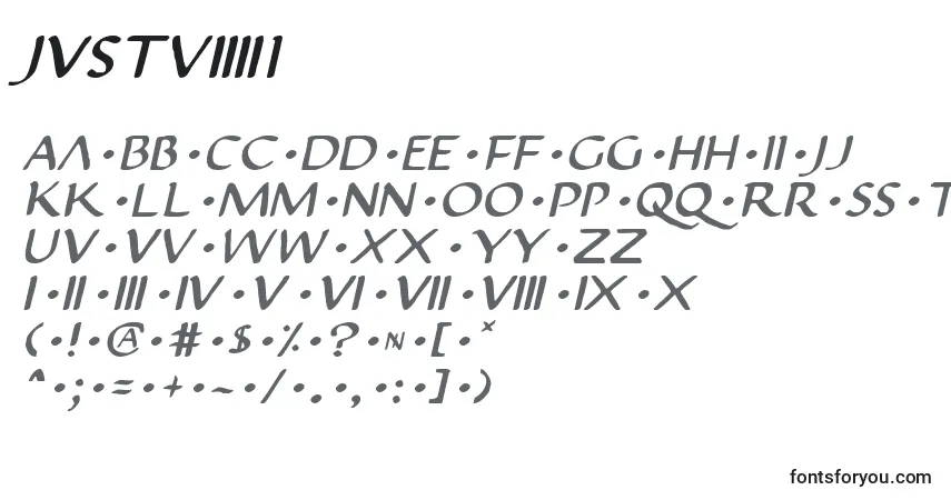 Schriftart Justv22i – Alphabet, Zahlen, spezielle Symbole