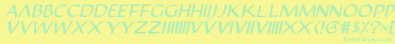 Justv22i-Schriftart – Grüne Schriften auf gelbem Hintergrund