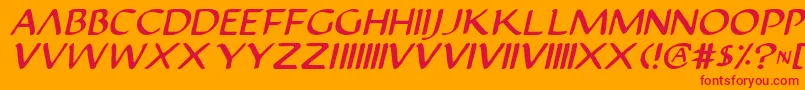 Fonte Justv22i – fontes vermelhas em um fundo laranja