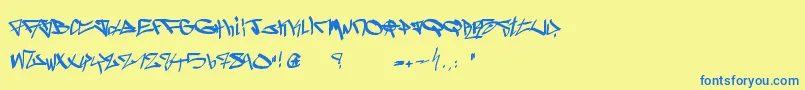 フォントGhetto Blasterz – 青い文字が黄色の背景にあります。