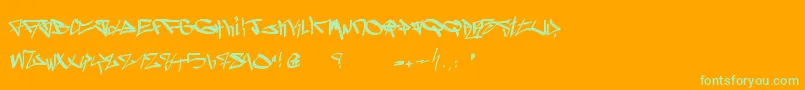 Ghetto Blasterz-Schriftart – Grüne Schriften auf orangefarbenem Hintergrund