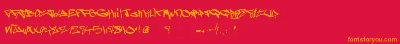 Ghetto Blasterz-Schriftart – Orangefarbene Schriften auf rotem Hintergrund