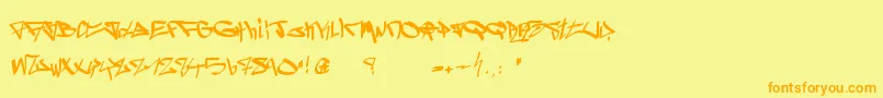 Ghetto Blasterz-Schriftart – Orangefarbene Schriften auf gelbem Hintergrund