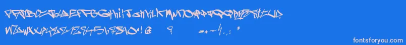 フォントGhetto Blasterz – ピンクの文字、青い背景