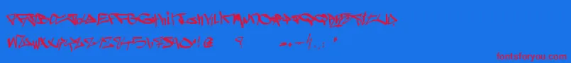 Ghetto Blasterz-Schriftart – Rote Schriften auf blauem Hintergrund