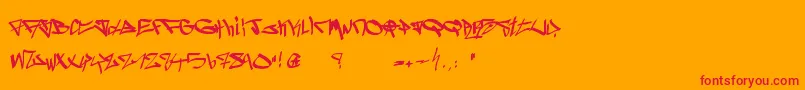 Ghetto Blasterz-Schriftart – Rote Schriften auf orangefarbenem Hintergrund