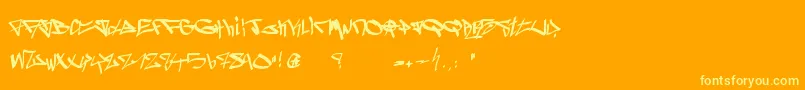 Ghetto Blasterz-Schriftart – Gelbe Schriften auf orangefarbenem Hintergrund