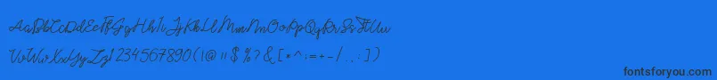 ghicella-Schriftart – Schwarze Schriften auf blauem Hintergrund