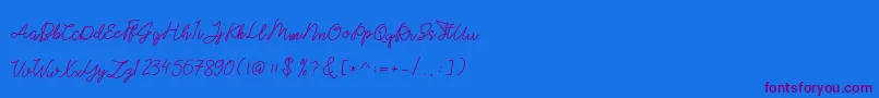 ghicella-Schriftart – Violette Schriften auf blauem Hintergrund