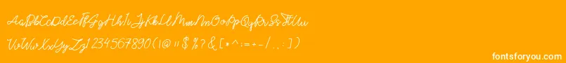 ghicella-Schriftart – Weiße Schriften auf orangefarbenem Hintergrund