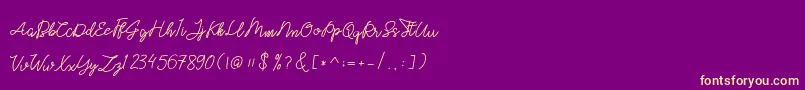 ghicella-Schriftart – Gelbe Schriften auf violettem Hintergrund