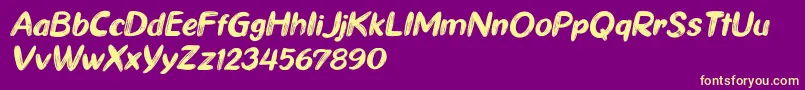 Fonte Ghiya Strokes Italic – fontes amarelas em um fundo roxo