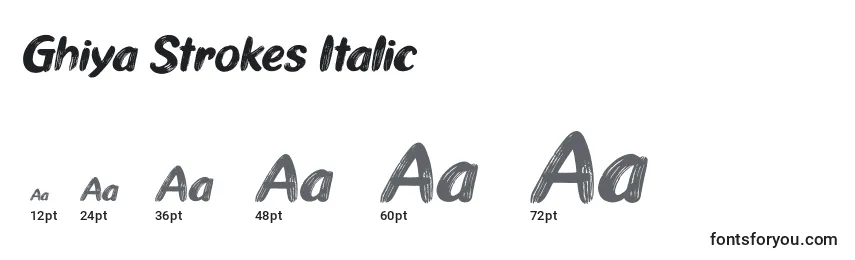 Tamanhos de fonte Ghiya Strokes Italic