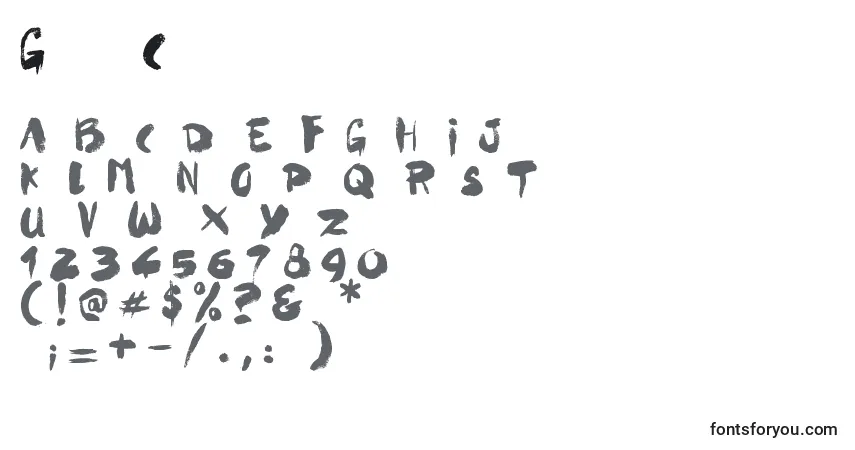 Czcionka Ghost Crazy – alfabet, cyfry, specjalne znaki