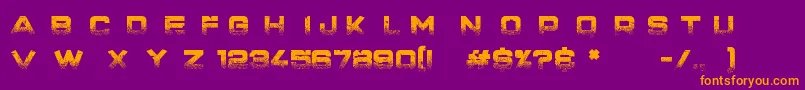 Ghost Factory-Schriftart – Orangefarbene Schriften auf violettem Hintergrund