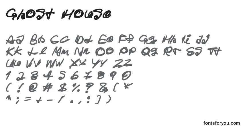 Шрифт Ghost House – алфавит, цифры, специальные символы