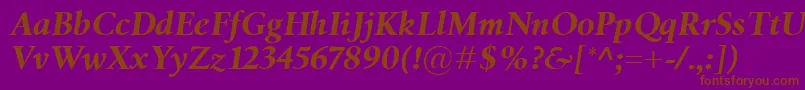 BirkaBolditalic-Schriftart – Braune Schriften auf violettem Hintergrund