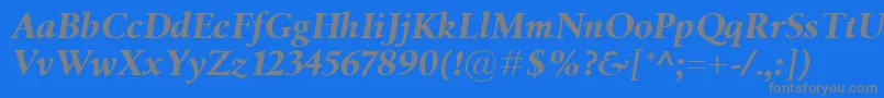 BirkaBolditalic-Schriftart – Graue Schriften auf blauem Hintergrund