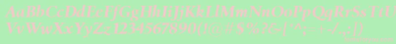 Fonte BirkaBolditalic – fontes rosa em um fundo verde