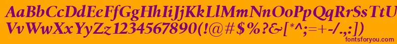 BirkaBolditalic-fontti – violetit fontit oranssilla taustalla