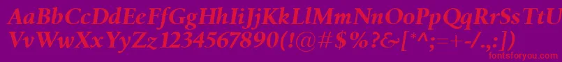 フォントBirkaBolditalic – 紫の背景に赤い文字