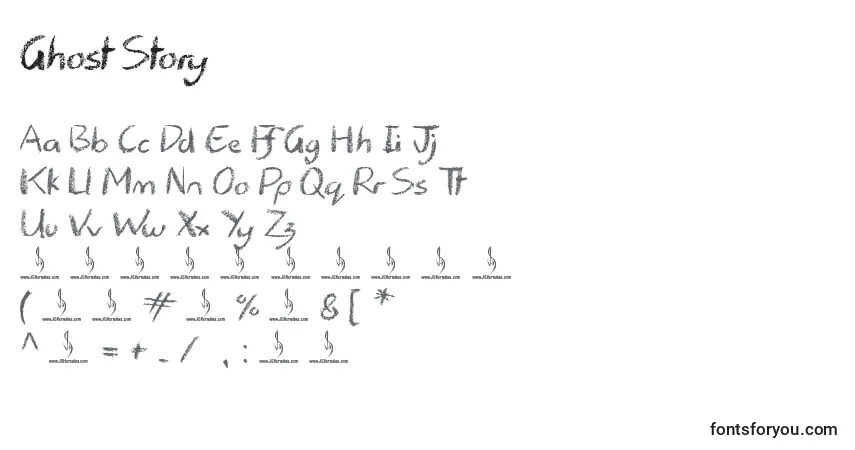 Czcionka Ghost Story – alfabet, cyfry, specjalne znaki