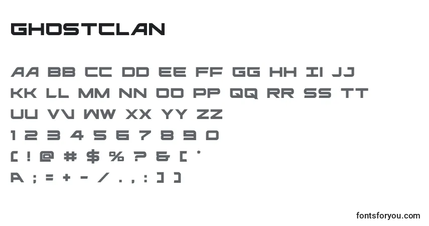 Czcionka Ghostclan (127902) – alfabet, cyfry, specjalne znaki